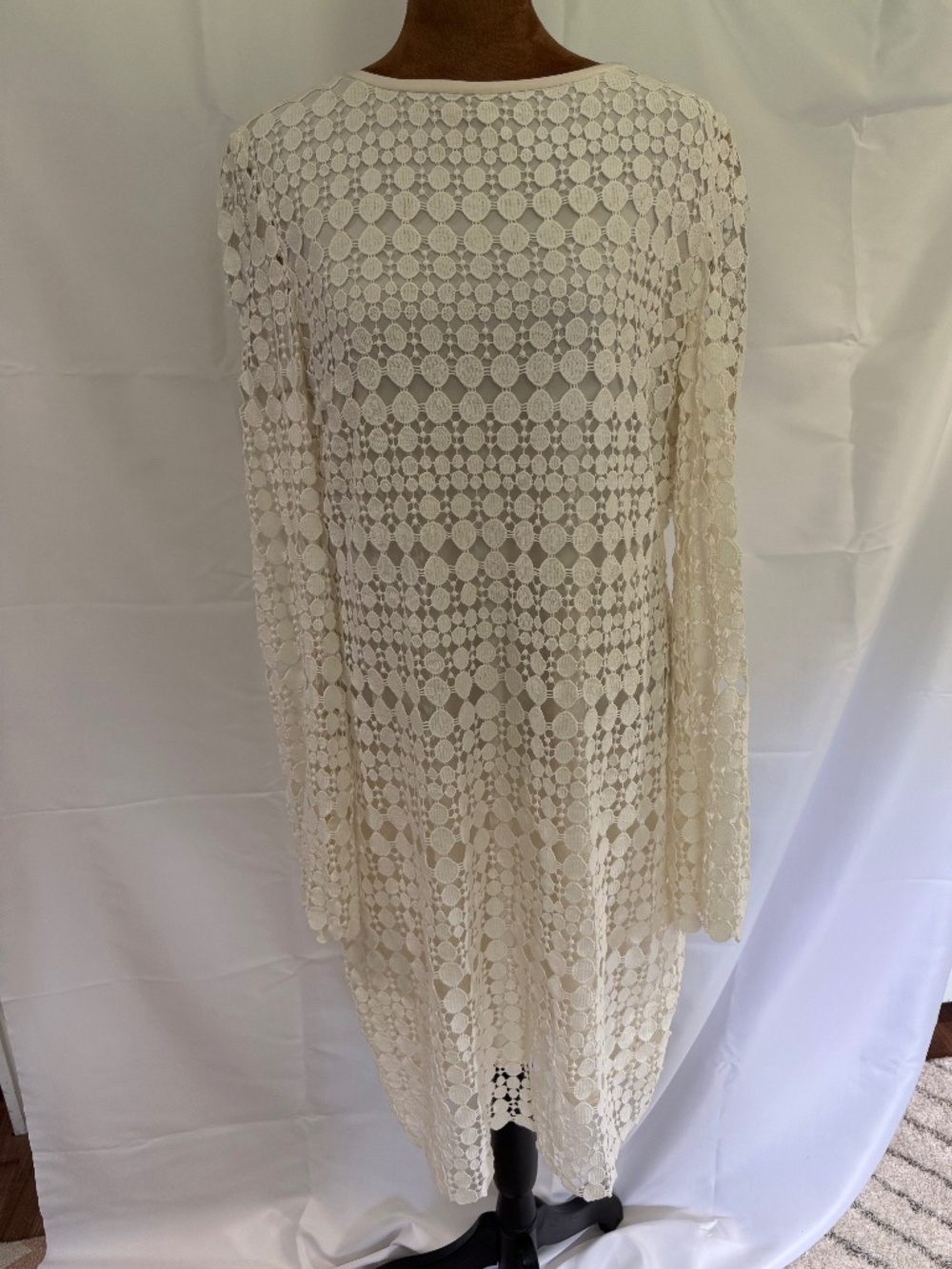 Lauren Ralph Lauren Cream Crochet Lace Long Sleeve Midi Dress Size 16